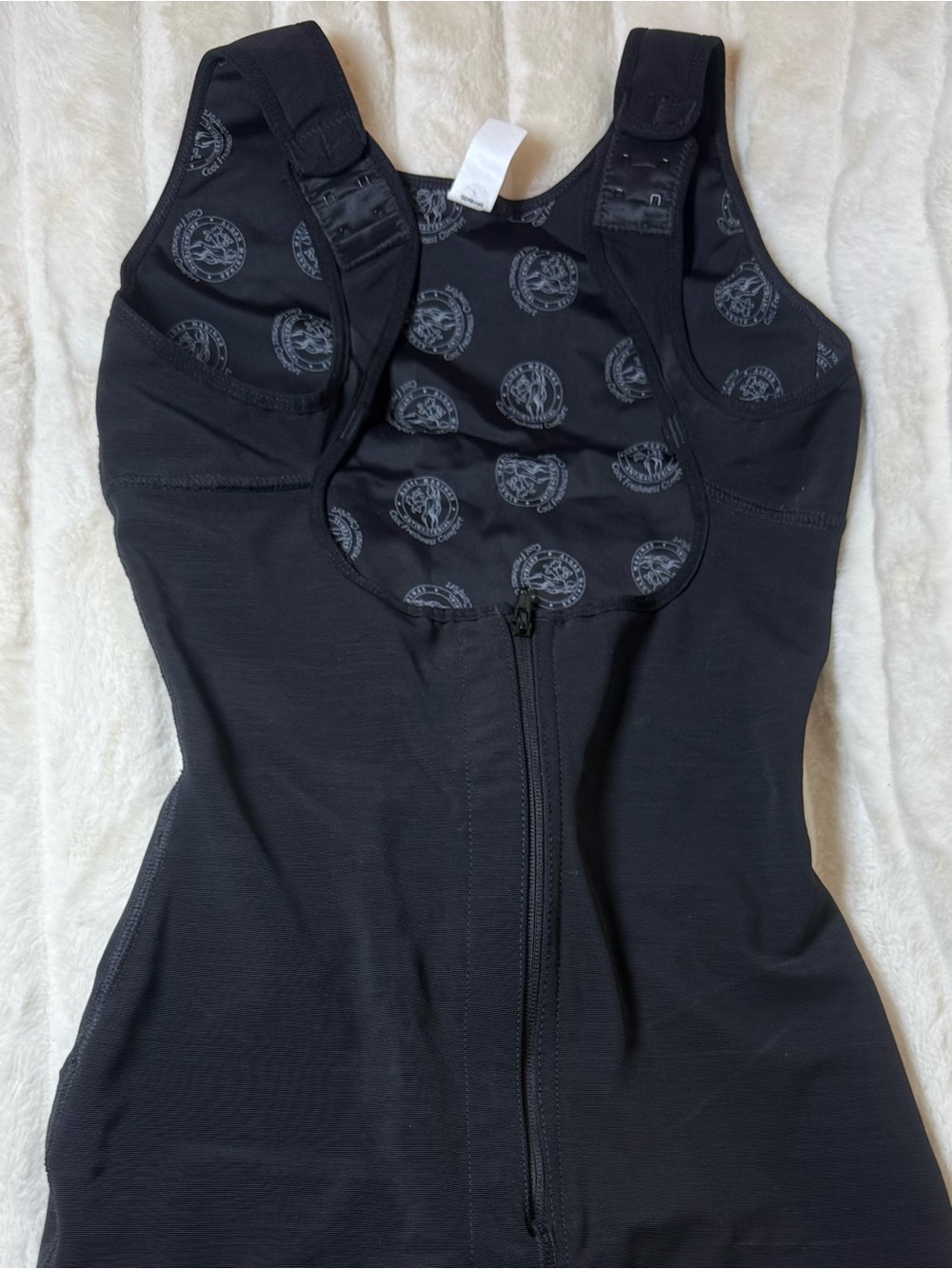 Black Women's Shapewear Compression Bodysuit with Front Zipper